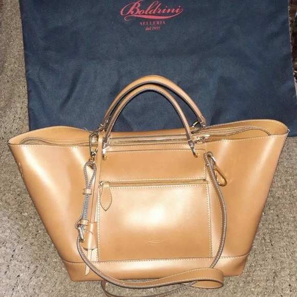BOLDRINI SELLERIA-Vacchetta Cuoio-Large Tote - Picture 1 of 8